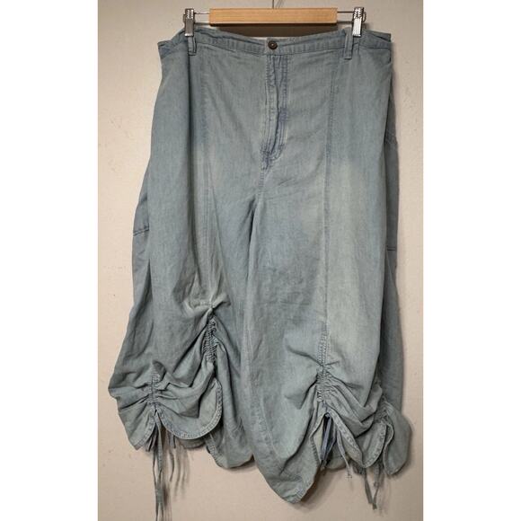 Free People Jeans Women’s Size Large Lily Fields Cinch Wide-Leg Zip Button - Picture 2 of 9